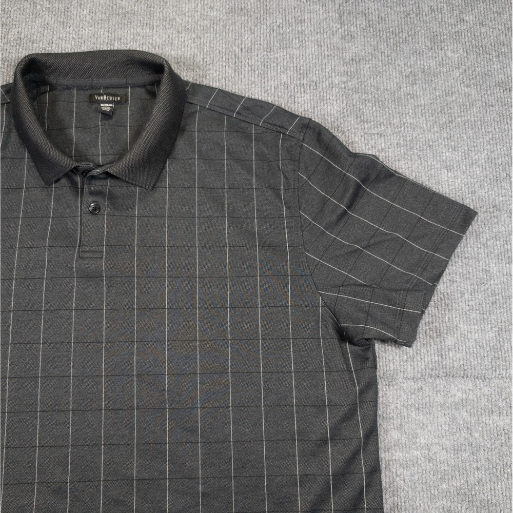 Van Heusen Polo Shirt Men XXL Gray Window Pane Classic Business Casual Golfwear - Picture 9 of 15